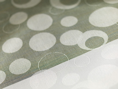 A zoomed in detail shot of a circle-pattern design on a decorative top cover.